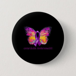 Overdose Awareness Purple Ribbon Butterfly Grief L 6 Cm Round Badge
