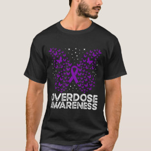 Overdose Awareness Purple Ribbon Butterfly T-Shirt