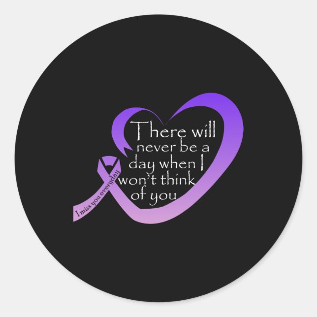 Overdose Awareness Purple Ribbon  Classic Round Sticker (Front)