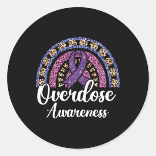 Overdose Awareness Purple Ribbon Drug Addiction 10 Classic Round Sticker