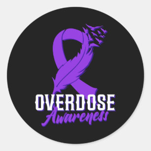 Overdose Awareness Purple Ribbon Drug Addiction 10 Classic Round Sticker