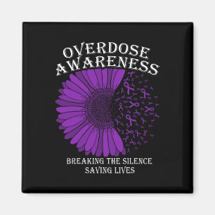 Overdose Awareness Purple Ribbon Drug Addiction 10 Magnet