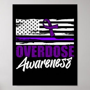 Overdose Awareness Purple Ribbon Drug Addiction 10 Poster