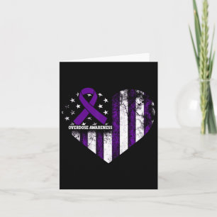 Overdose Awareness Purple Ribbon Drug Addiction 11 Card