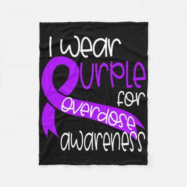 Overdose Awareness Purple Ribbon Drug Addiction 11 Fleece Blanket (Front)