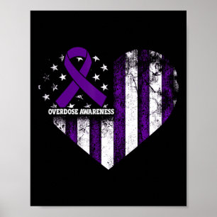 Overdose Awareness Purple Ribbon Drug Addiction 11 Poster