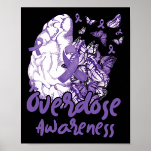 Overdose Awareness Purple Ribbon Drug Addiction 12 Poster