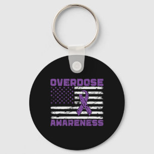 Overdose Awareness Purple Ribbon Drug Addiction 13 Key Ring
