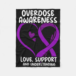 Overdose Awareness Purple Ribbon Drug Addiction 19 Fleece Blanket