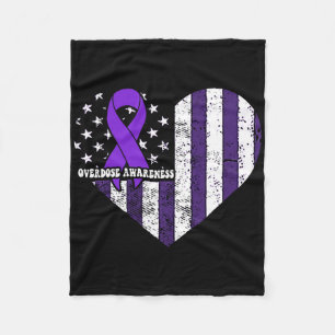 Overdose Awareness Purple Ribbon Drug Addiction 21 Fleece Blanket