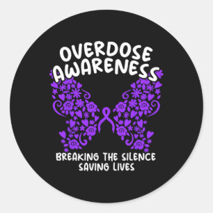 Overdose Awareness Purple Ribbon Drug Addiction 23 Classic Round Sticker