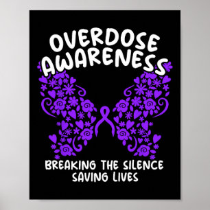 Overdose Awareness Purple Ribbon Drug Addiction 23 Poster