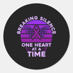 Overdose Awareness Purple Ribbon Drug Addiction 24 Classic Round Sticker