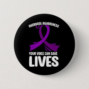 Overdose Awareness Purple Ribbon Drug Addiction 25 6 Cm Round Badge
