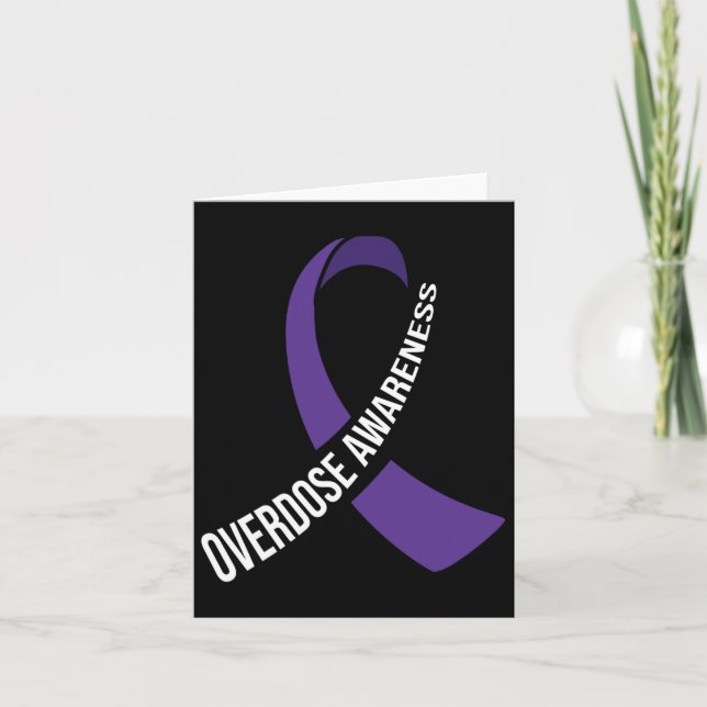 Overdose Awareness Purple Ribbon Drug Addiction 26 Card (Front)