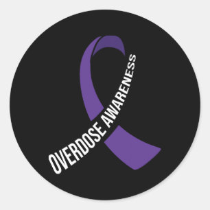 Overdose Awareness Purple Ribbon Drug Addiction 26 Classic Round Sticker