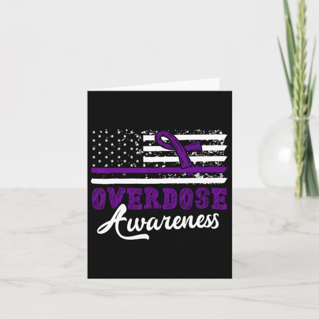 Overdose Awareness Purple Ribbon Drug Addiction 29 Card (Front)