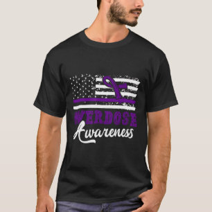 Overdose Awareness Purple Ribbon Drug Addiction 29 T-Shirt