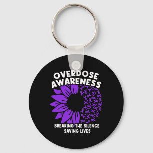 Overdose Awareness Purple Ribbon Drug Addiction 30 Key Ring