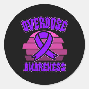 Overdose Awareness Purple Ribbon Drug Addiction 31 Classic Round Sticker