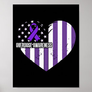 Overdose Awareness Purple Ribbon Drug Addiction 40 Poster