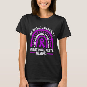 Overdose Awareness Purple Ribbon Drug Addiction 44 T-Shirt