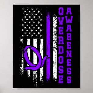 Overdose Awareness Purple Ribbon Drug Addiction 48 Poster