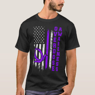 Overdose Awareness Purple Ribbon Drug Addiction 48 T-Shirt