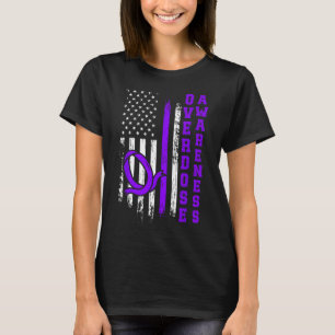 Overdose Awareness Purple Ribbon Drug Addiction 48 T-Shirt