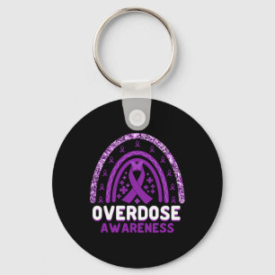 Overdose Awareness Purple Ribbon Drug Addiction 53 Key Ring