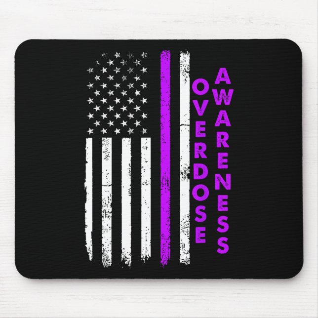Overdose Awareness Purple Ribbon Drug Addiction 54 Mouse Pad (Front)