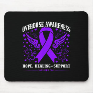 Overdose Awareness Purple Ribbon Drug Addiction 55 Mouse Pad