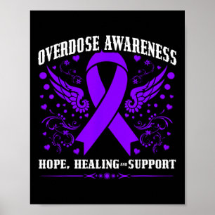 Overdose Awareness Purple Ribbon Drug Addiction 55 Poster
