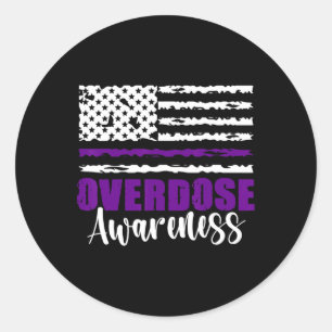 Overdose Awareness Purple Ribbon Drug Addiction 57 Classic Round Sticker