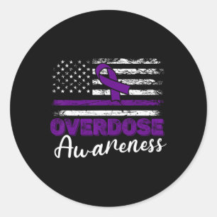 Overdose Awareness Purple Ribbon Drug Addiction 59 Classic Round Sticker