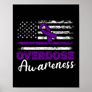 Overdose Awareness Purple Ribbon Drug Addiction 59 Poster