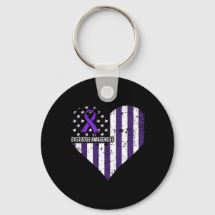 Overdose Awareness Purple Ribbon Drug Addiction 61 Key Ring