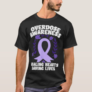Overdose Awareness Purple Ribbon Drug Addiction 63 T-Shirt