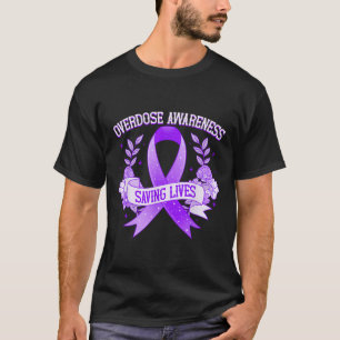 Overdose Awareness Purple Ribbon Drug Addiction 64 T-Shirt