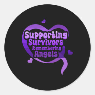 Overdose Awareness Purple Ribbon Drug Addiction 6 Classic Round Sticker
