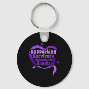 Overdose Awareness Purple Ribbon Drug Addiction 6 Key Ring