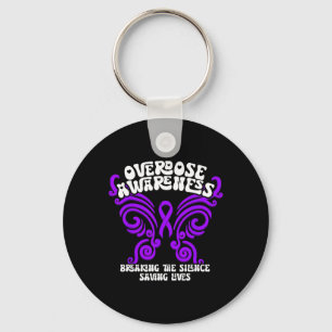 Overdose Awareness Purple Ribbon Drug Addiction 72 Key Ring