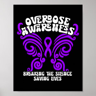 Overdose Awareness Purple Ribbon Drug Addiction 72 Poster