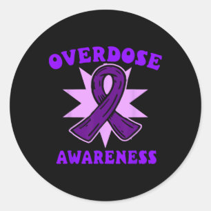 Overdose Awareness Purple Ribbon Drug Addiction 81 Classic Round Sticker