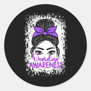 Overdose Awareness Purple Ribbon Drug Addiction 88 Classic Round Sticker