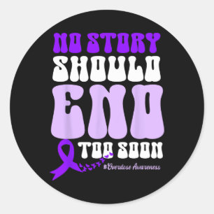 Overdose Awareness Purple Ribbon Drug Addiction 8 Classic Round Sticker