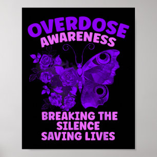 Overdose Awareness Purple Ribbon Drug Addiction 90 Poster