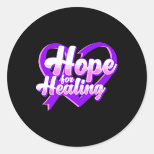 Overdose Awareness Purple Ribbon Drug Addiction 91 Classic Round Sticker