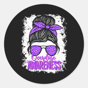 Overdose Awareness Purple Ribbon Drug Addiction 94 Classic Round Sticker