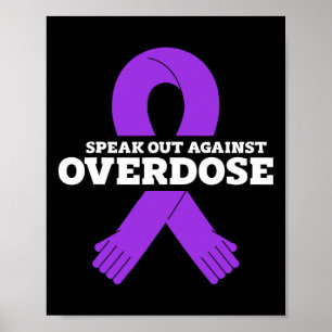 Overdose Awareness Purple Ribbon Drug Addiction 95 Poster
